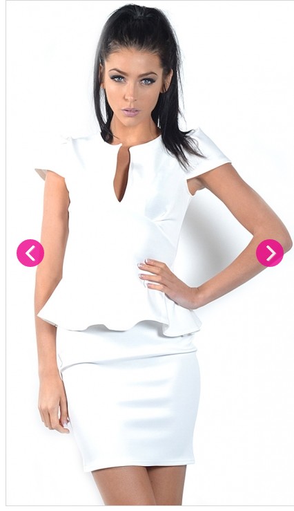 White U Neck Peplum Mini Dress